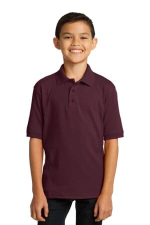 ATHLETIC MAROON KP55Y port & company youth core blend jersey knit polo