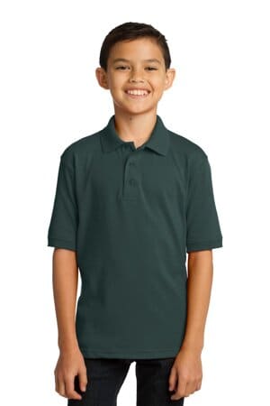 DARK GREEN KP55Y port & company youth core blend jersey knit polo