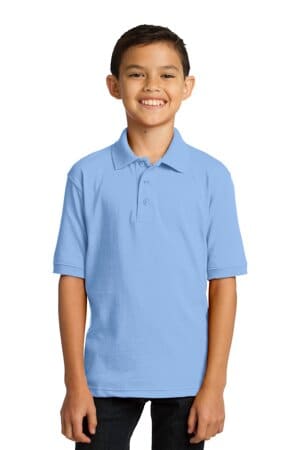 LIGHT BLUE KP55Y port & company youth core blend jersey knit polo
