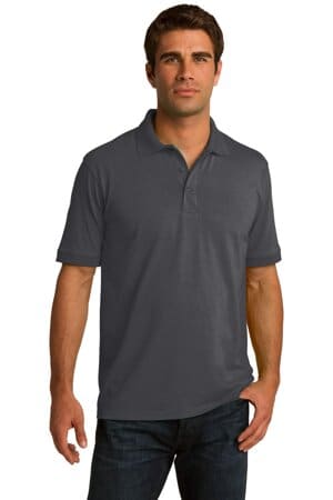 CHARCOAL KP55T port & company tall core blend jersey knit polo