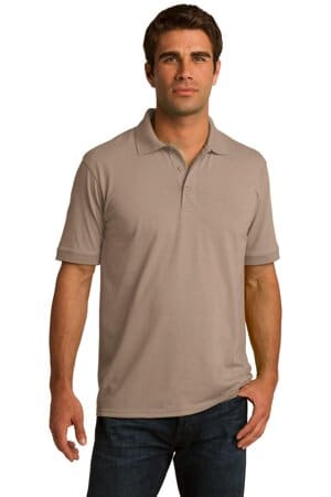 SAND KP55T port & company tall core blend jersey knit polo