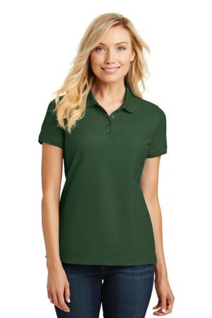 DEEP FOREST GREEN L100 port authority ladies core classic pique polo