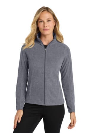 TRUE NAVY HEATHER TRUE NAVY HEATHER L235 port authority women's heather microfleece full-zip jacket