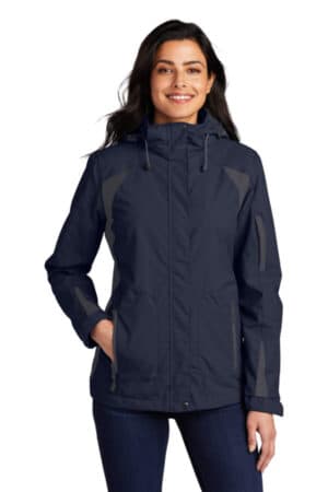 TRUE NAVY/ IRON GREY L304 port authority ladies all-season ii jacket