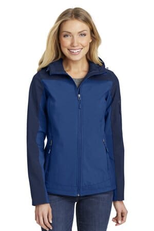 NIGHT SKY BLUE/ DRESS BLUE NAVY L335 port authority ladies hooded core soft shell jacket