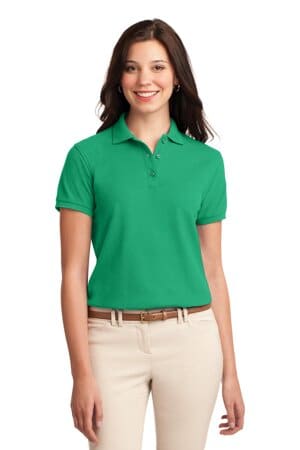 COURT GREEN L500 port authority ladies silk touch polo