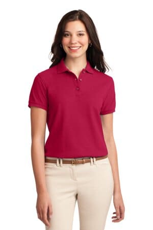 RED L500 port authority ladies silk touch polo