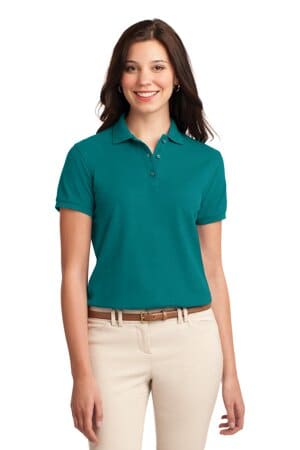 TEAL GREEN L500 port authority ladies silk touch polo