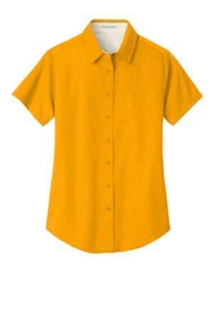 ATHLETIC GOLD/ LIGHT STONE L508 port authority women's short sleeve easy care shirt