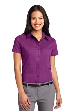 DEEP BERRY L508 port authority ladies short sleeve easy care shirt