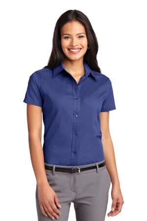 MEDITERRANEAN BLUE L508 port authority ladies short sleeve easy care shirt