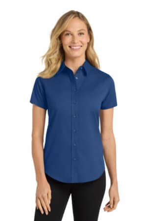 ROYAL/ CLASSIC NAVY L508 port authority women's short sleeve easy care shirt