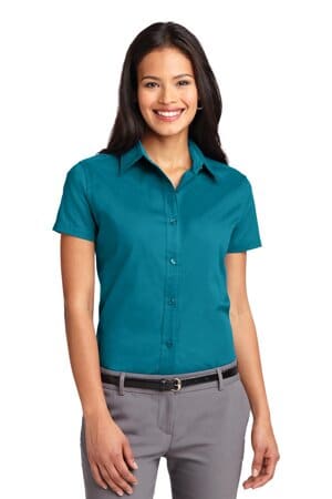TEAL GREEN L508 port authority ladies short sleeve easy care shirt