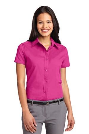 TROPICAL PINK L508 port authority ladies short sleeve easy care shirt