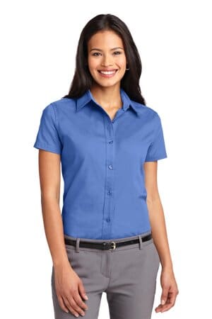 ULTRAMARINE BLUE L508 port authority ladies short sleeve easy care shirt