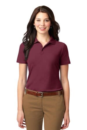 BURGUNDY L510 port authority ladies stain-resistant polo