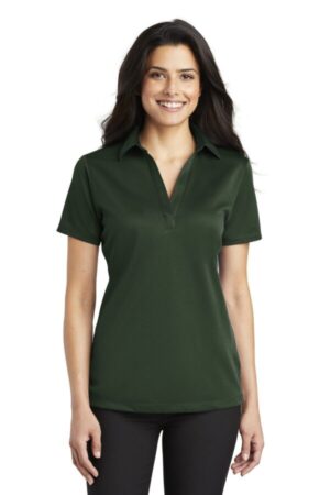 DARK GREEN L540 port authority ladies silk touch performance polo