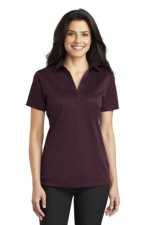 MAROON L540 port authority ladies silk touch performance polo