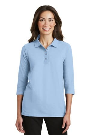 L562 port authority ladies silk touch 3/4-sleeve polo