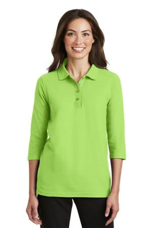 LIME L562 port authority ladies silk touch 3/4-sleeve polo