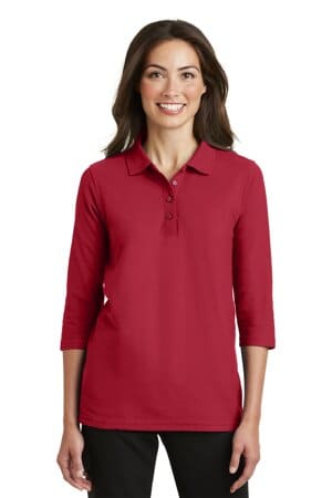 RED L562 port authority ladies silk touch 3/4-sleeve polo