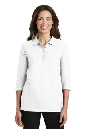 L562 port authority ladies silk touch 3/4-sleeve polo