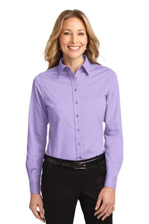BRIGHT LAVENDER L608 port authority ladies long sleeve easy care shirt