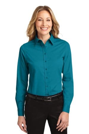 TEAL GREEN L608 port authority ladies long sleeve easy care shirt