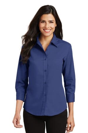 MEDITERRANEAN BLUE L612 port authority ladies 3/4-sleeve easy care shirt