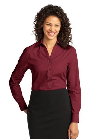 RED OXIDE L640 port authority ladies crosshatch easy care shirt