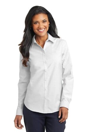 WHITE L658 port authority ladies superpro oxford shirt