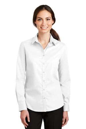 WHITE L663 port authority ladies superpro twill shirt