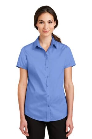 ULTRAMARINE BLUE L664 port authority ladies short sleeve superpro twill shirt