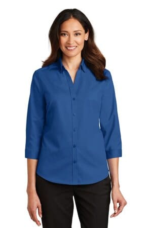 TRUE BLUE L665 port authority ladies 3/4-sleeve superpro twill shirt