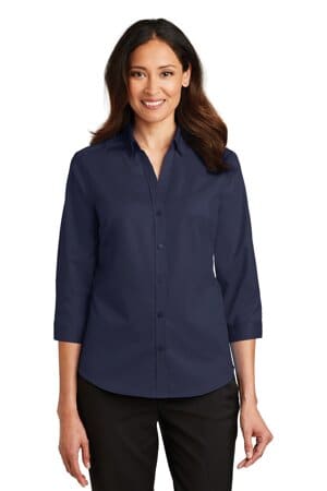 TRUE NAVY L665 port authority ladies 3/4-sleeve superpro twill shirt
