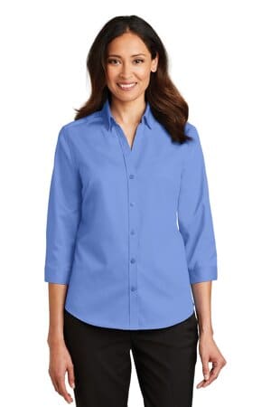ULTRAMARINE BLUE L665 port authority ladies 3/4-sleeve superpro twill shirt