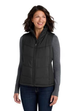 BLACK L709 port authority women's puffy vest