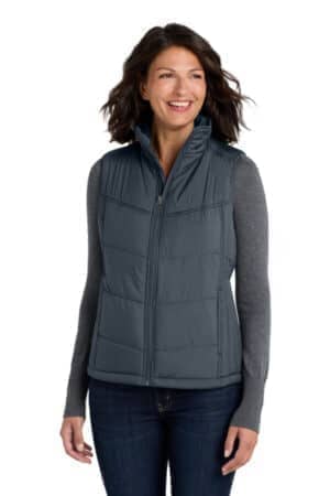 DARK SLATE L709 port authority women's puffy vest