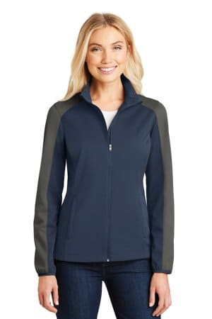 DRESS BLUE NAVY/ GREY STEEL L718 port authority ladies active colorblock soft shell jacket