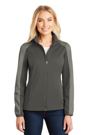 GREY STEEL/ ROGUE GREY L718 port authority ladies active colorblock soft shell jacket