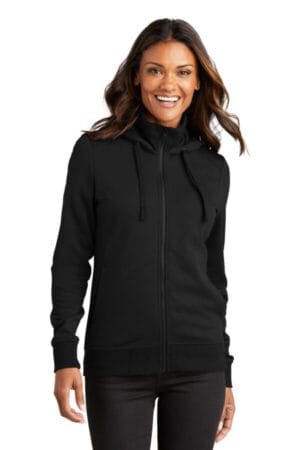 DEEP BLACK L814 port authority ladies smooth fleece hooded jacket