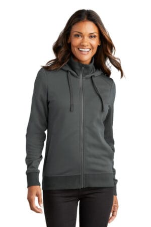 GRAPHITE L814 port authority ladies smooth fleece hooded jacket