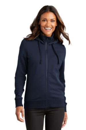 RIVER BLUE NAVY L814 port authority ladies smooth fleece hooded jacket