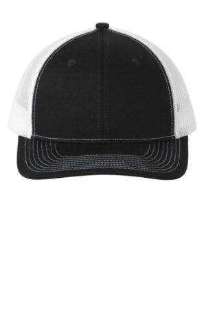 BLACK/ WHITE LC111 port authority snapback ponytail trucker cap