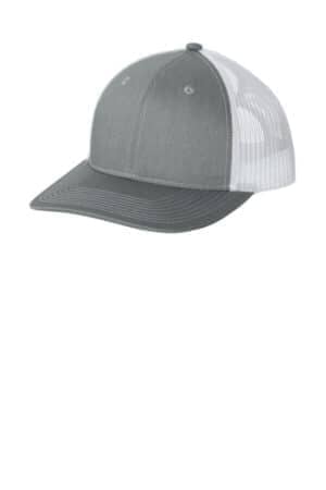 HEATHER GREY/ WHITE HEATHER GREY/ WHITE LC401 port authority snapback ponytail trucker cap