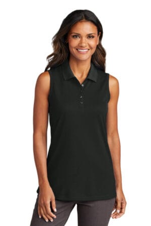 DEEP BLACK LK110SV port authority women's dry zone uv micro-mesh sleeveless polo