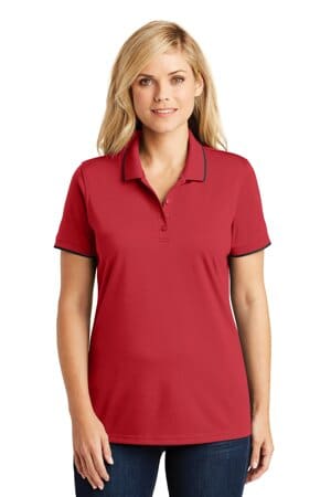 RICH RED/ DEEP BLACK LK111 port authority ladies dry zone uv micro-mesh tipped polo