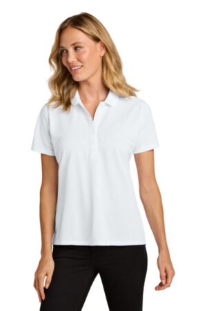 WHITE LK240 port authority women's wearever performance pique polo