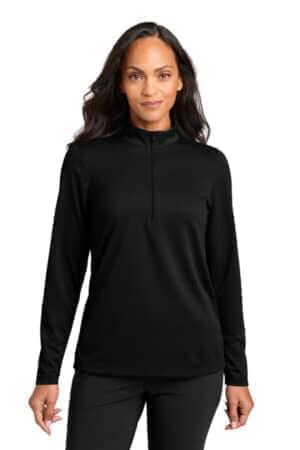 DEEP BLACK LK241 port authority women's wearever performance pique 1/4-zip