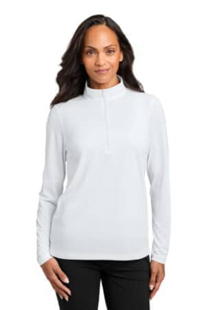 WHITE WHITE LK241 port authority women's wearever performance pique 1/4-zip